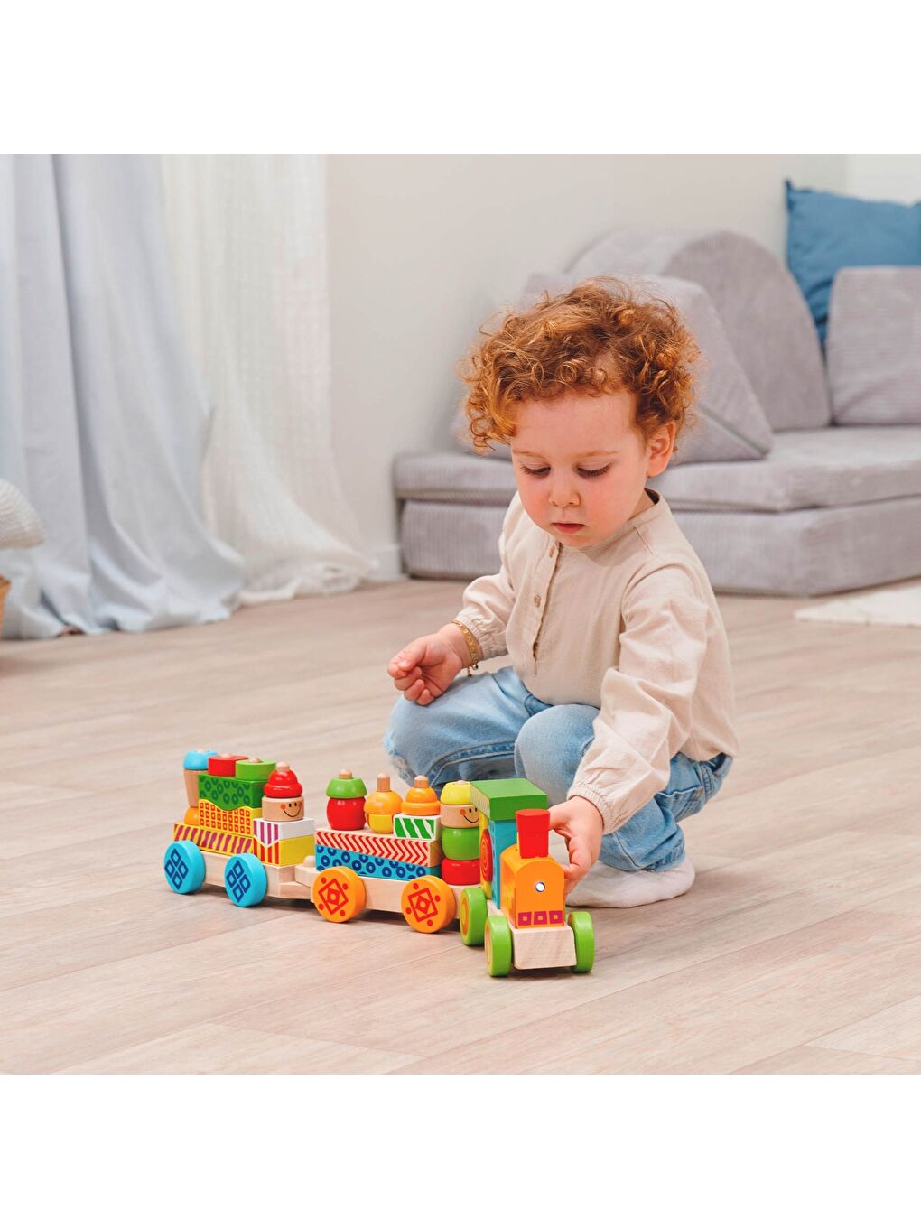 Işıklı Sesli Ahşap Tren 59cm-9