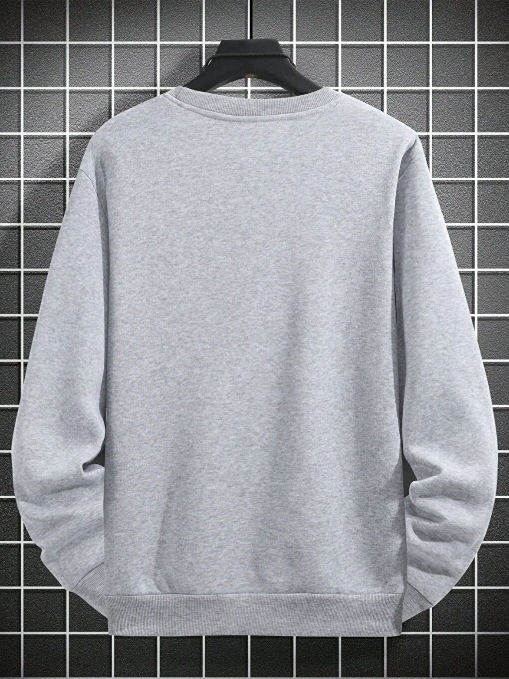 Erkek Gri Düz Bisiklet Yaka New Sweatshirt-1