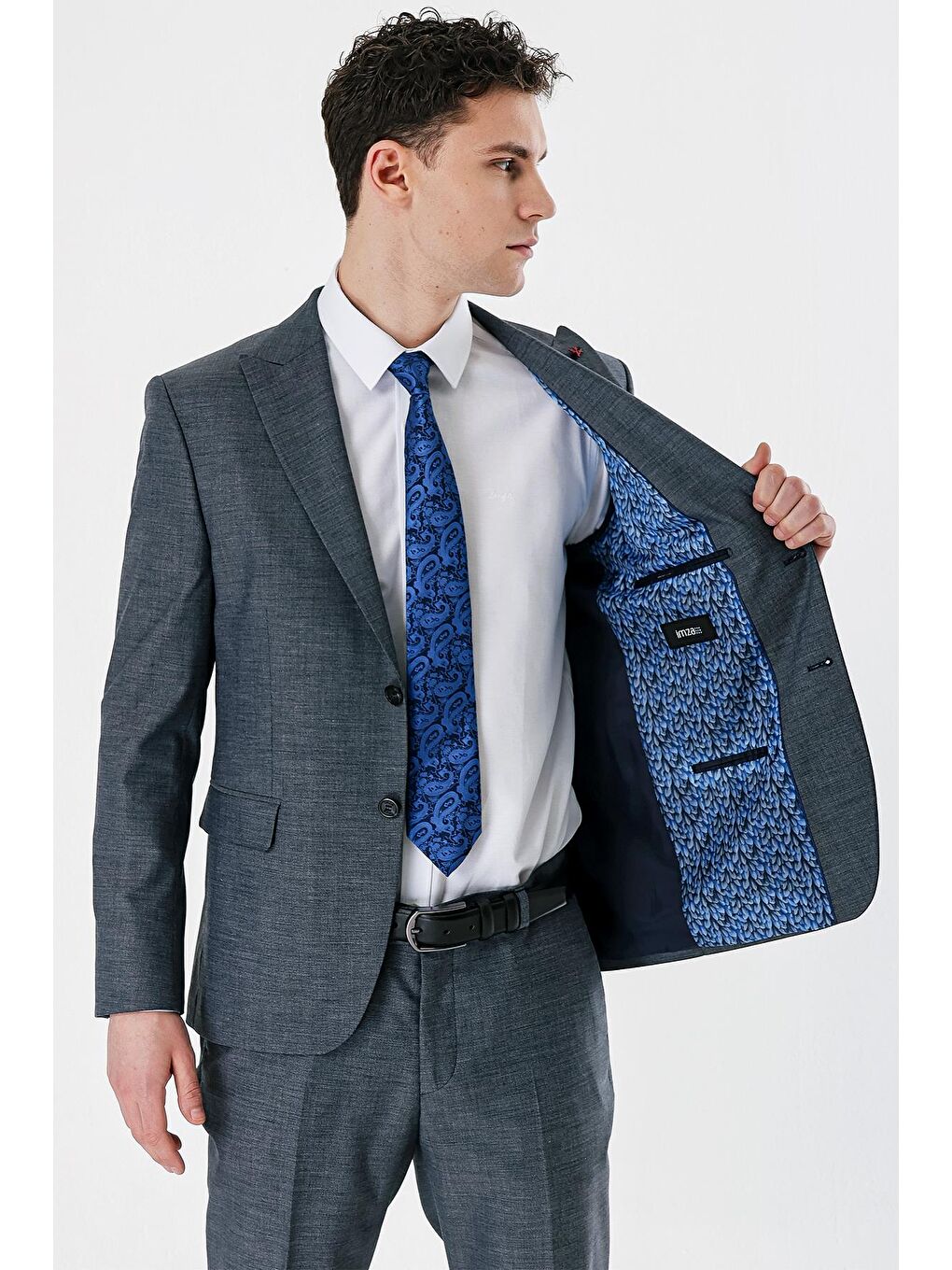 Lacivert Filafil Kırlangıç Yaka Çift Yırtmaç 6 Drop Slim Dar Kesim Klasik Takım Elbise 1001240162-5