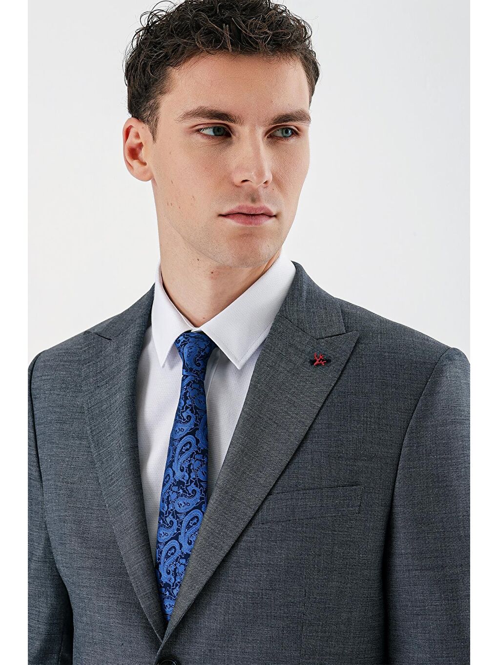 Lacivert Filafil Kırlangıç Yaka Çift Yırtmaç 6 Drop Slim Dar Kesim Klasik Takım Elbise 1001240162-6