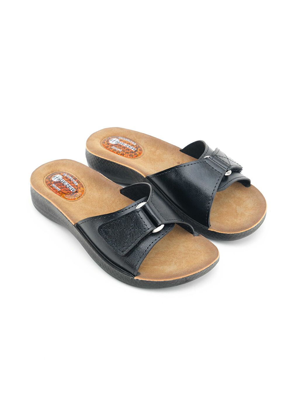 Siyah Kadın Yazlık Massage Soft Rahat Taban Tek Cırtlı Ayarlanabilir Günlük Terlik-2