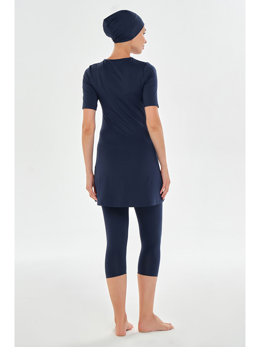 Kısa Kollu Taytlı Elastanlı Yarı Kapalı Mayo 2606 Koyu Lacivert-2