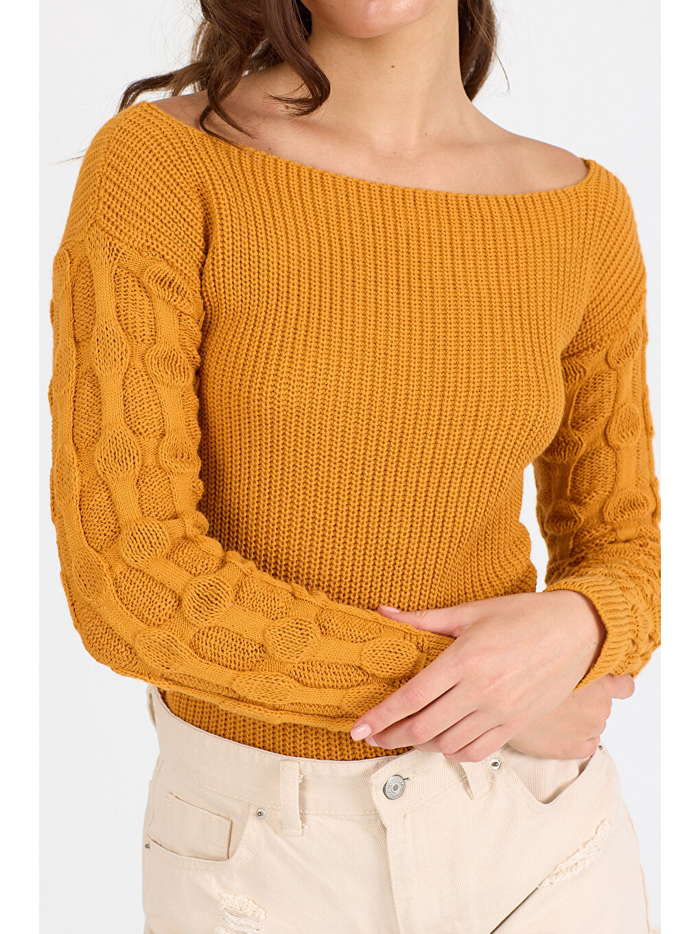 Sarı Kadın Selanik Örgü Triko Bluz 2699 (Standart Beden s-m-l-xl Beden Uyumludur)-1