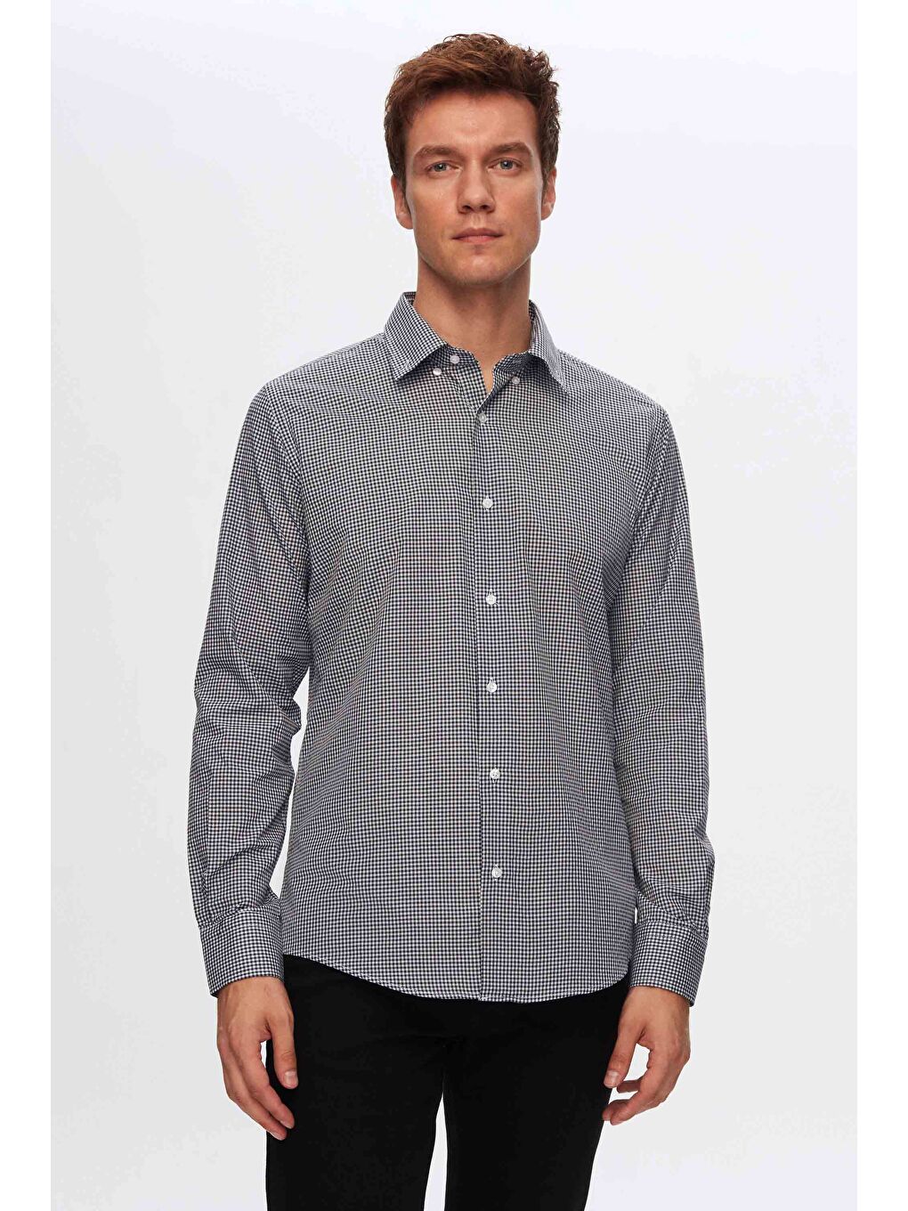 Slim Fit Lacivert Pötikare Gömlek