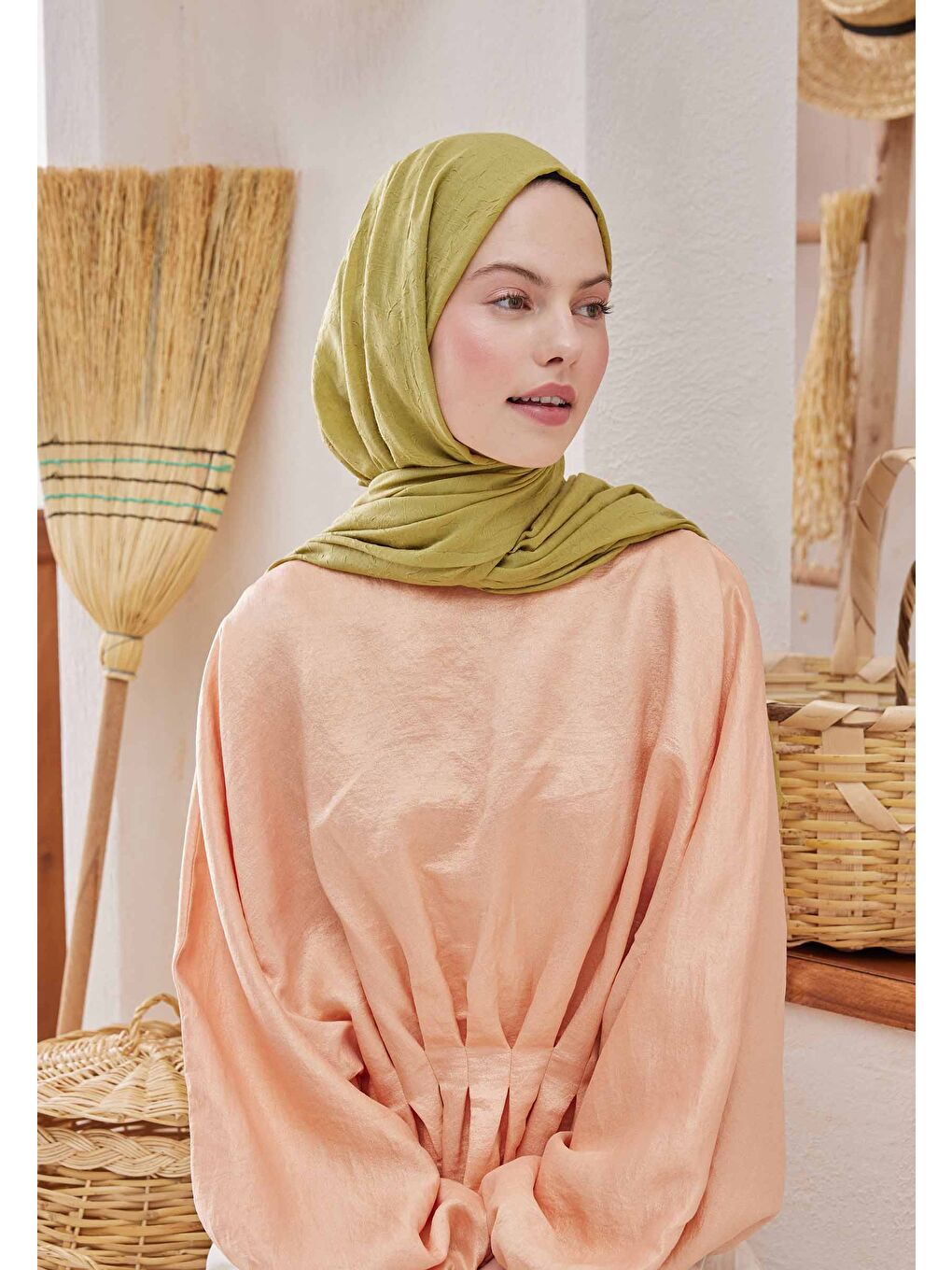 Yeşil Bambu Şal Olive