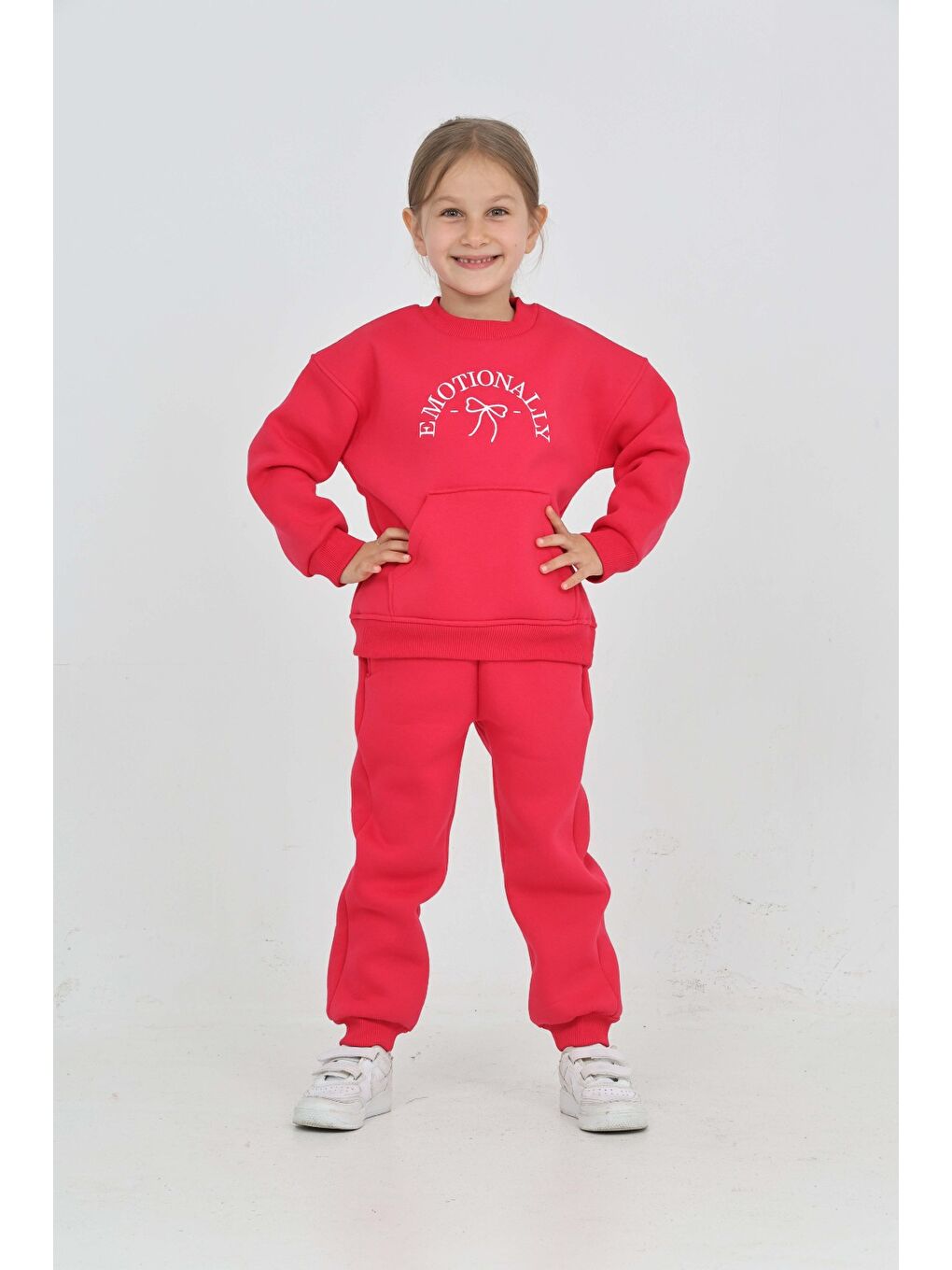 Fuşya Kız Çocuk Fiyonk Nakışlı Eşofman Takım