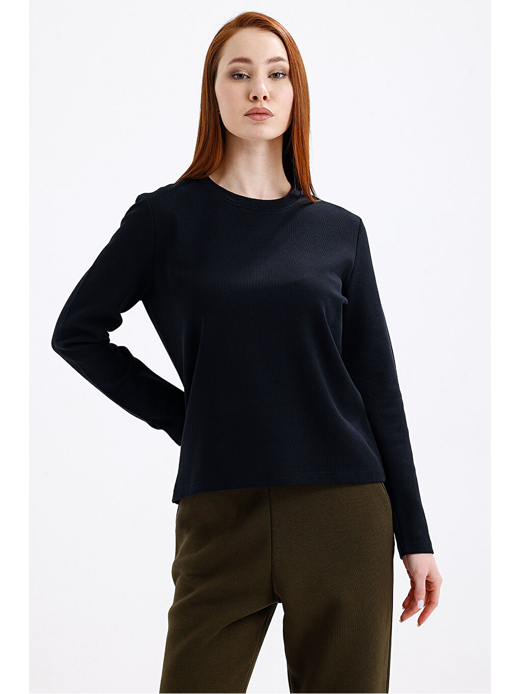 Kadın Uzun Kollu Basic Siyah T-Shirt