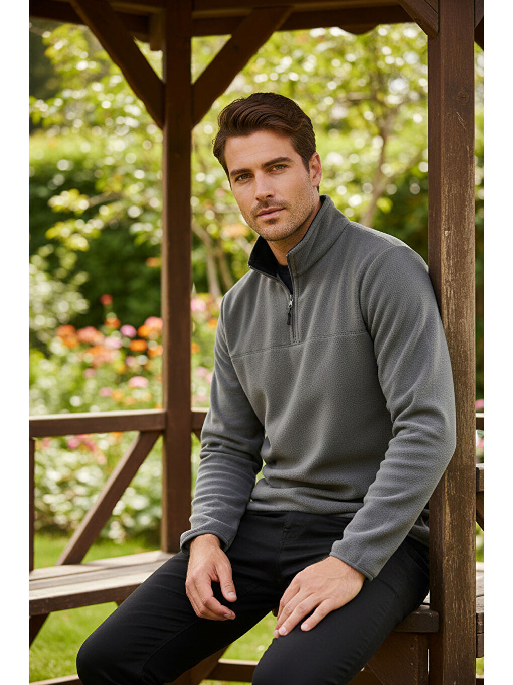 Gri Regular Fit Anti-Pilling Tüylenme Yapmayan Bato Yaka Kışlık Şardonlu Erkek Polar 5906001