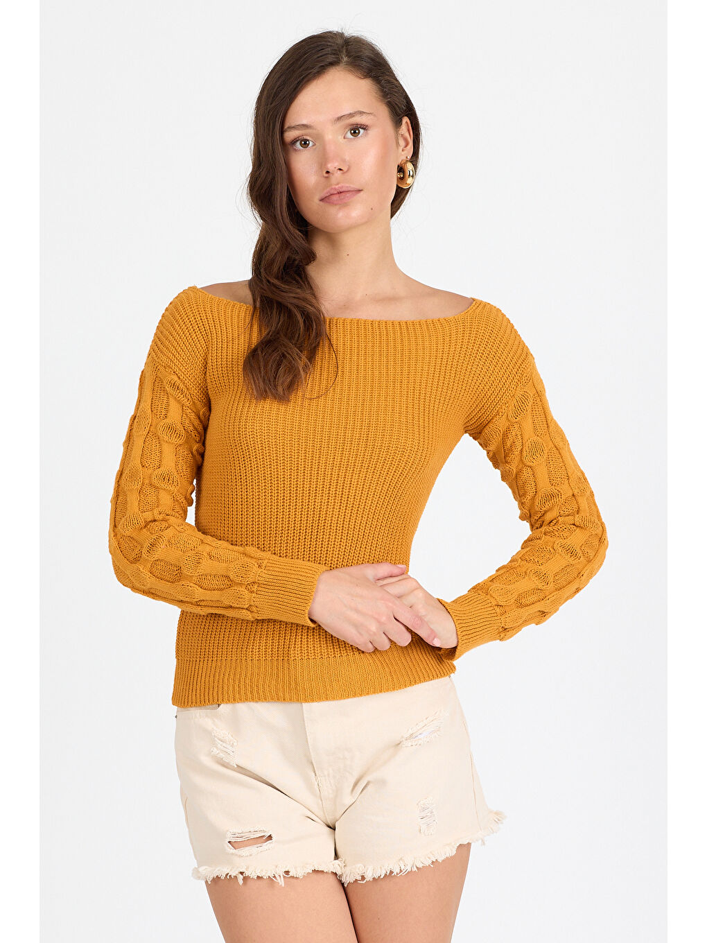 Sarı Kadın Selanik Örgü Triko Bluz 2699 (Standart Beden s-m-l-xl Beden Uyumludur)-2