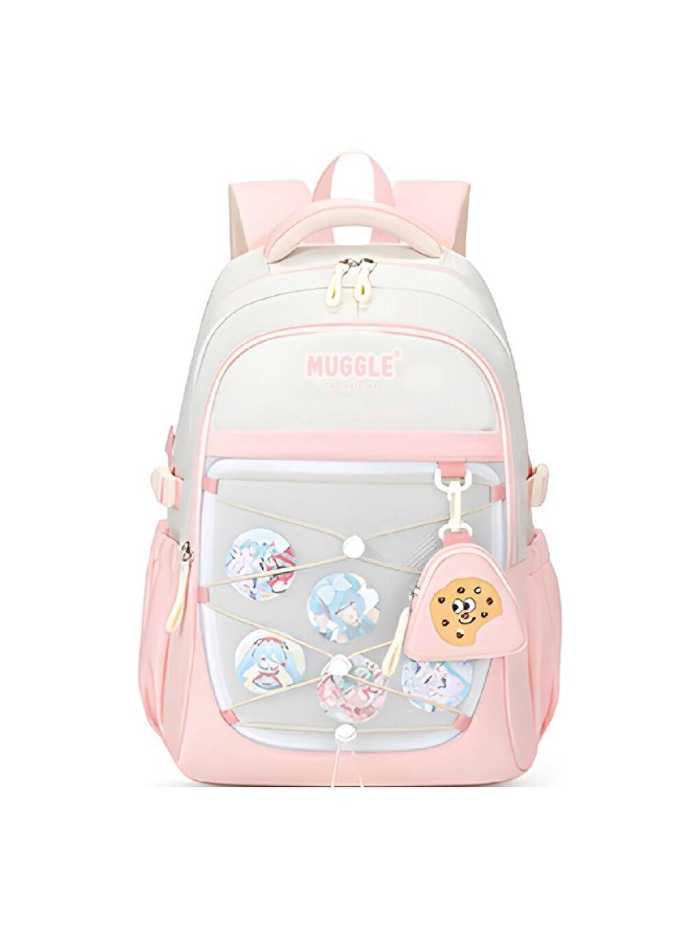 3 Bölmeli Anime Girl Kolej Okul Sırt Çantası Pembe (MU-1964)