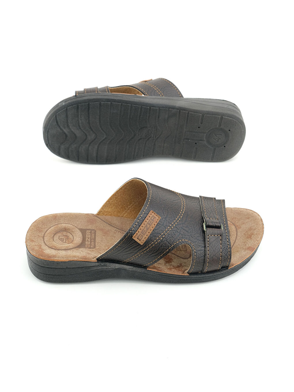 Kahverengi Erkek Yazlık PU Taban Suni Deri Koleksiyon Rahat Taban Günlük Terlik-4