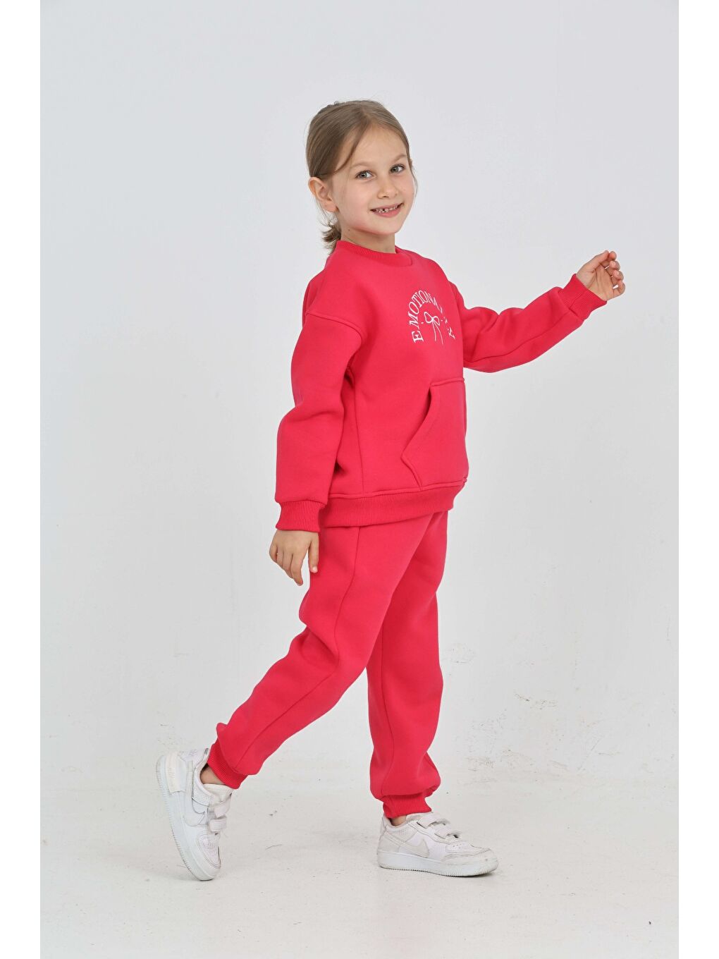 Fuşya Kız Çocuk Fiyonk Nakışlı Eşofman Takım-5