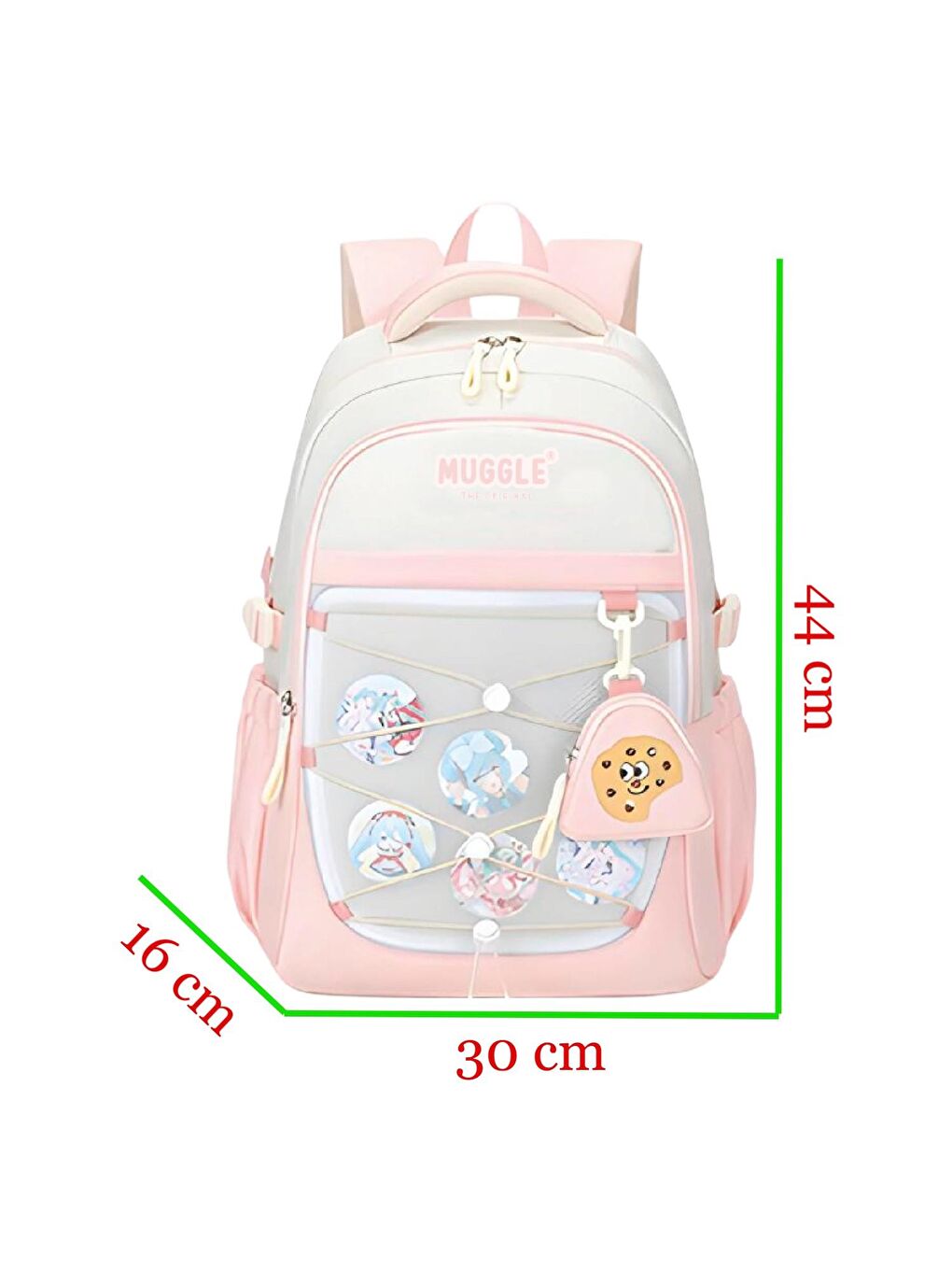 3 Bölmeli Anime Girl Kolej Okul Sırt Çantası Pembe (MU-1964)-1