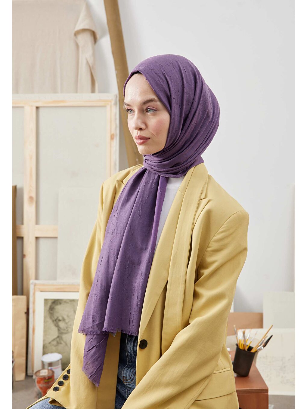 Mor Bambu Şal Ametist-1