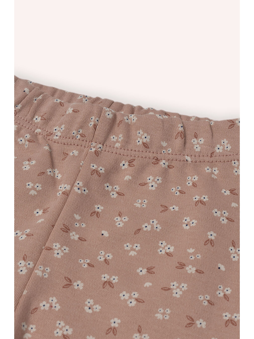 Yenidoğan Çiçek Baskılı Beli Lastikli Ekru Tayt-1