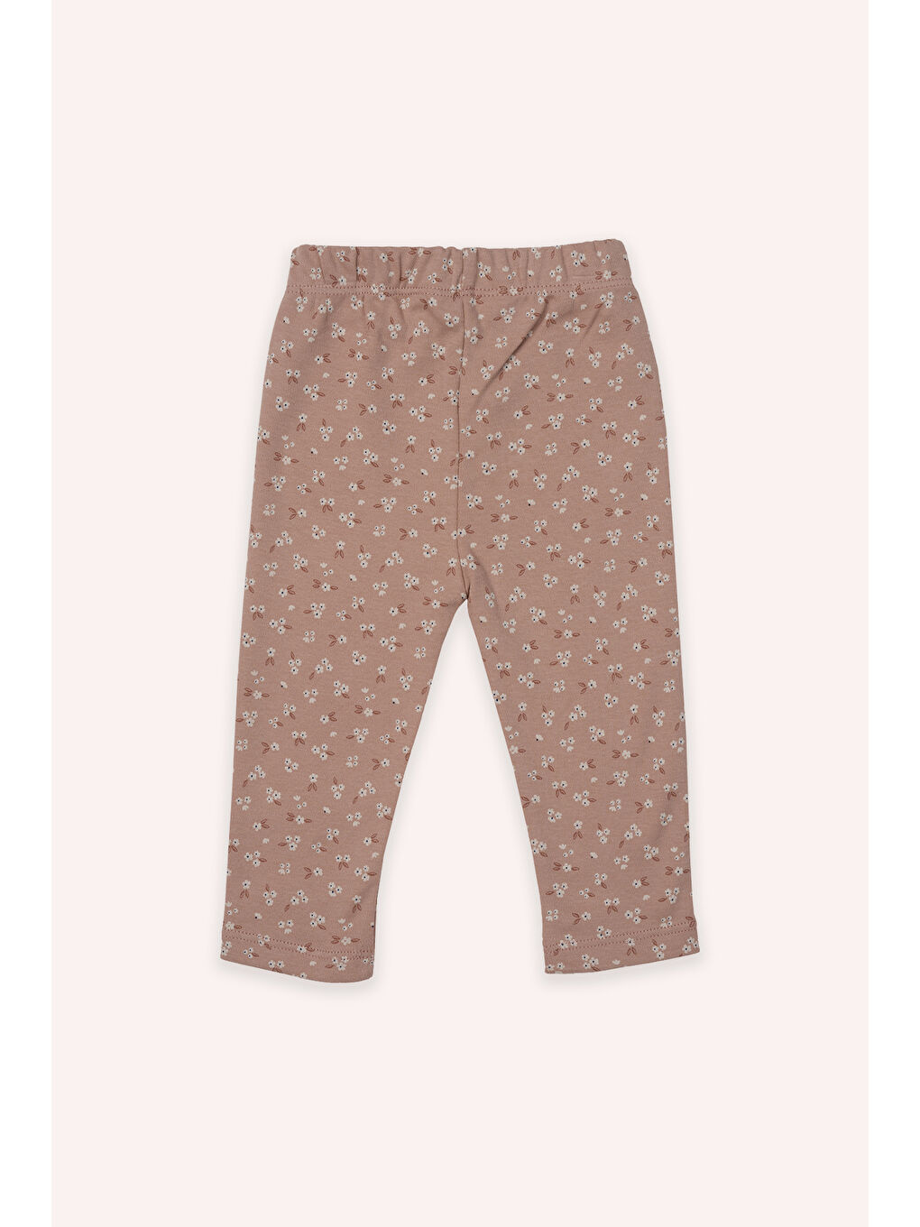 Yenidoğan Çiçek Baskılı Beli Lastikli Ekru Tayt-2