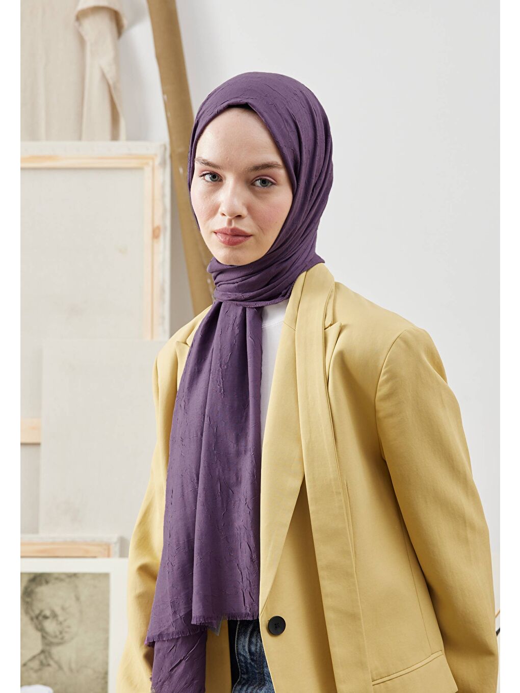 Mor Bambu Şal Ametist-4