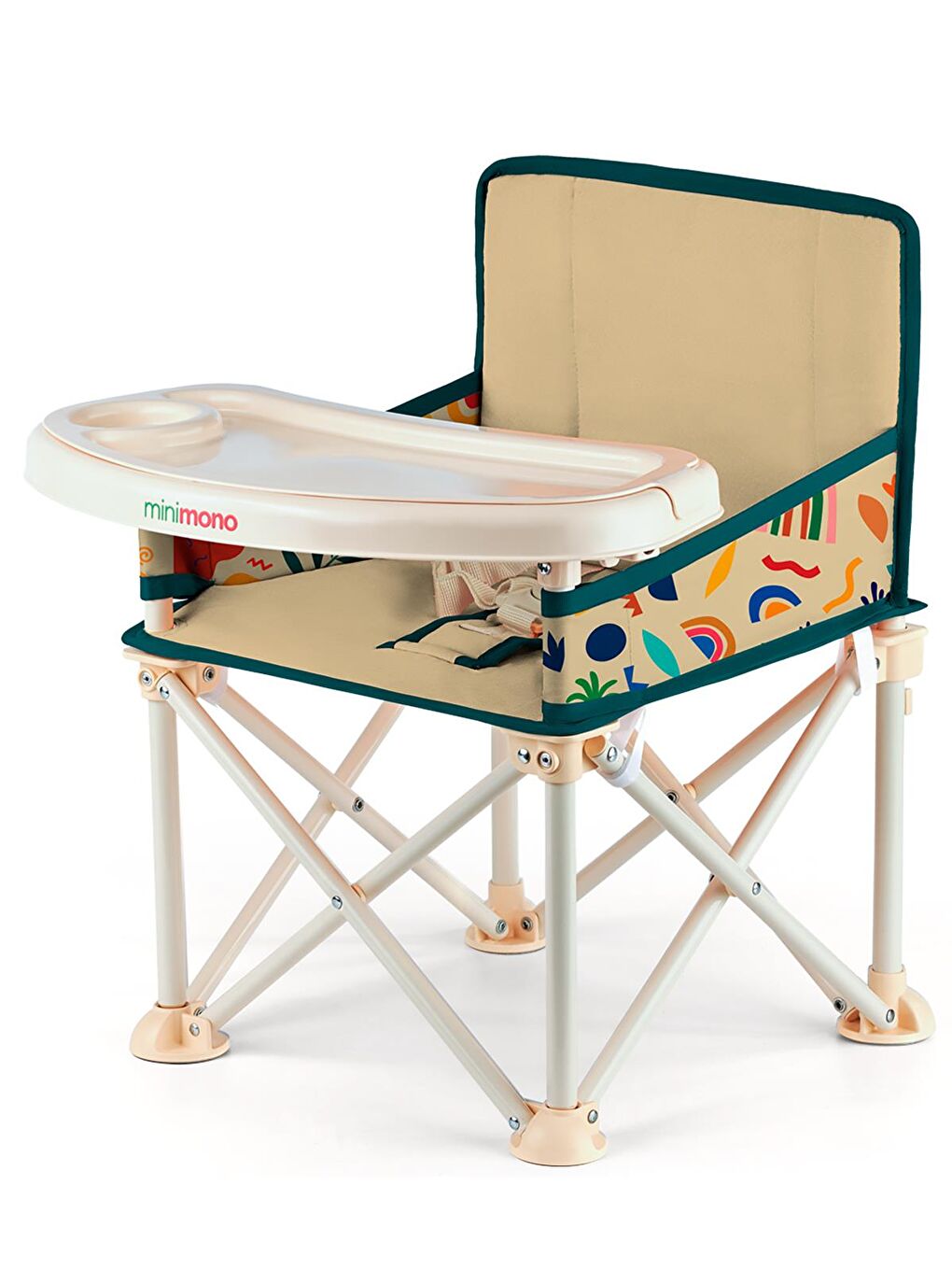 Büyük Boy Katlanır Portatif Mama Sandalyesi - Bej Standart-1