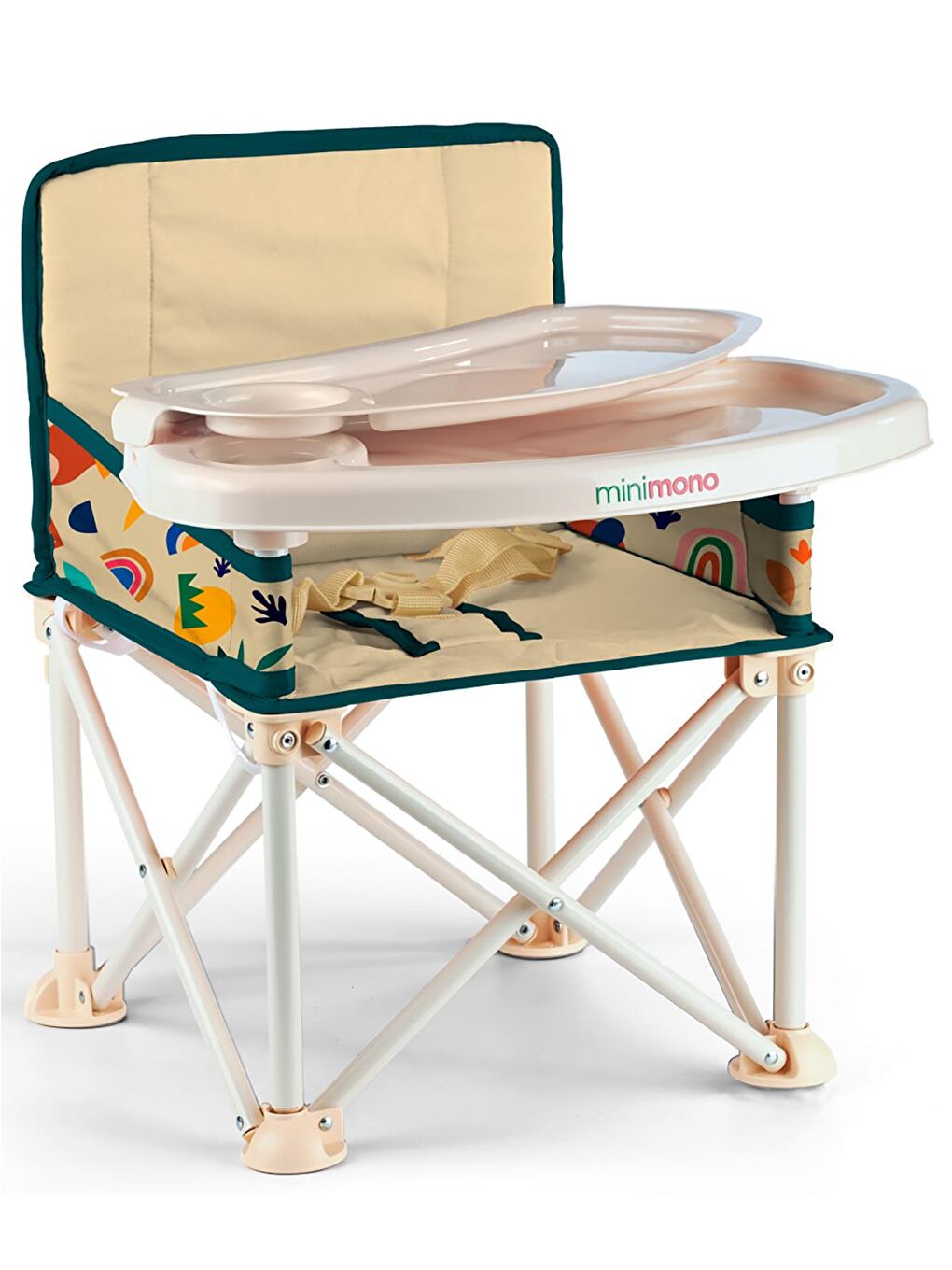 Büyük Boy Katlanır Portatif Mama Sandalyesi - Bej Standart-3
