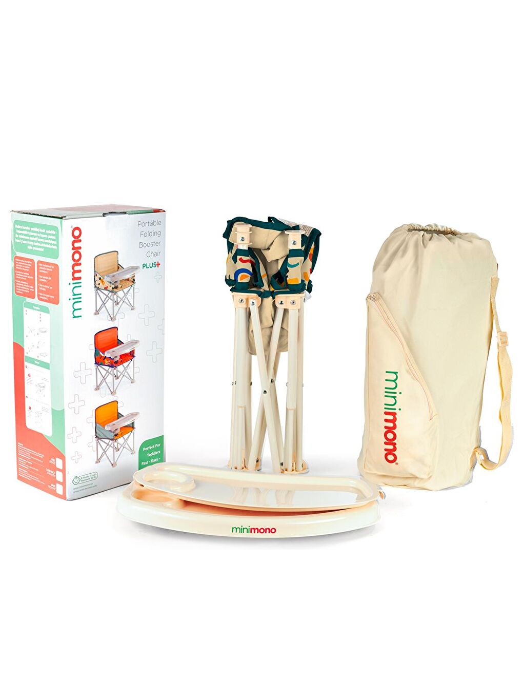Büyük Boy Katlanır Portatif Mama Sandalyesi - Bej Standart-4