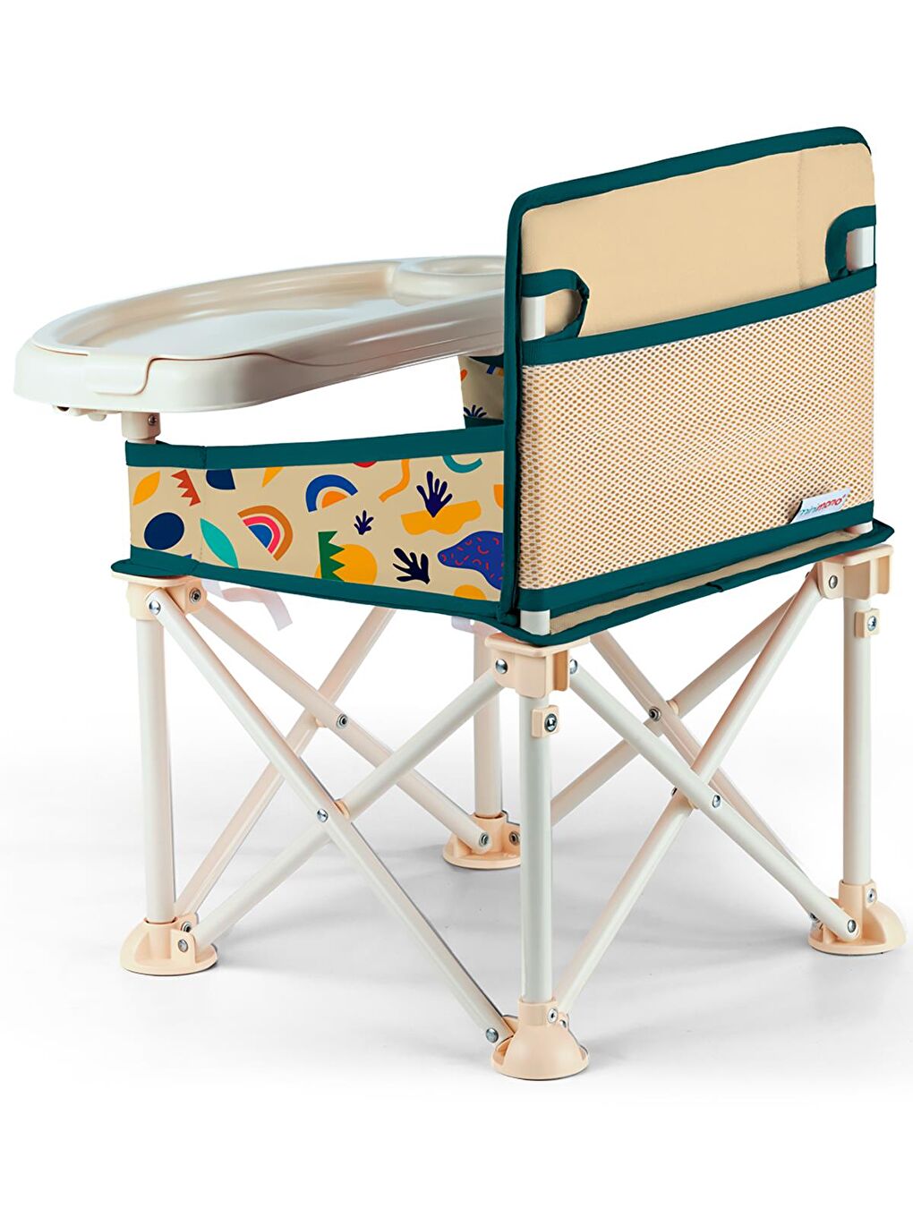 Büyük Boy Katlanır Portatif Mama Sandalyesi - Bej Standart-6