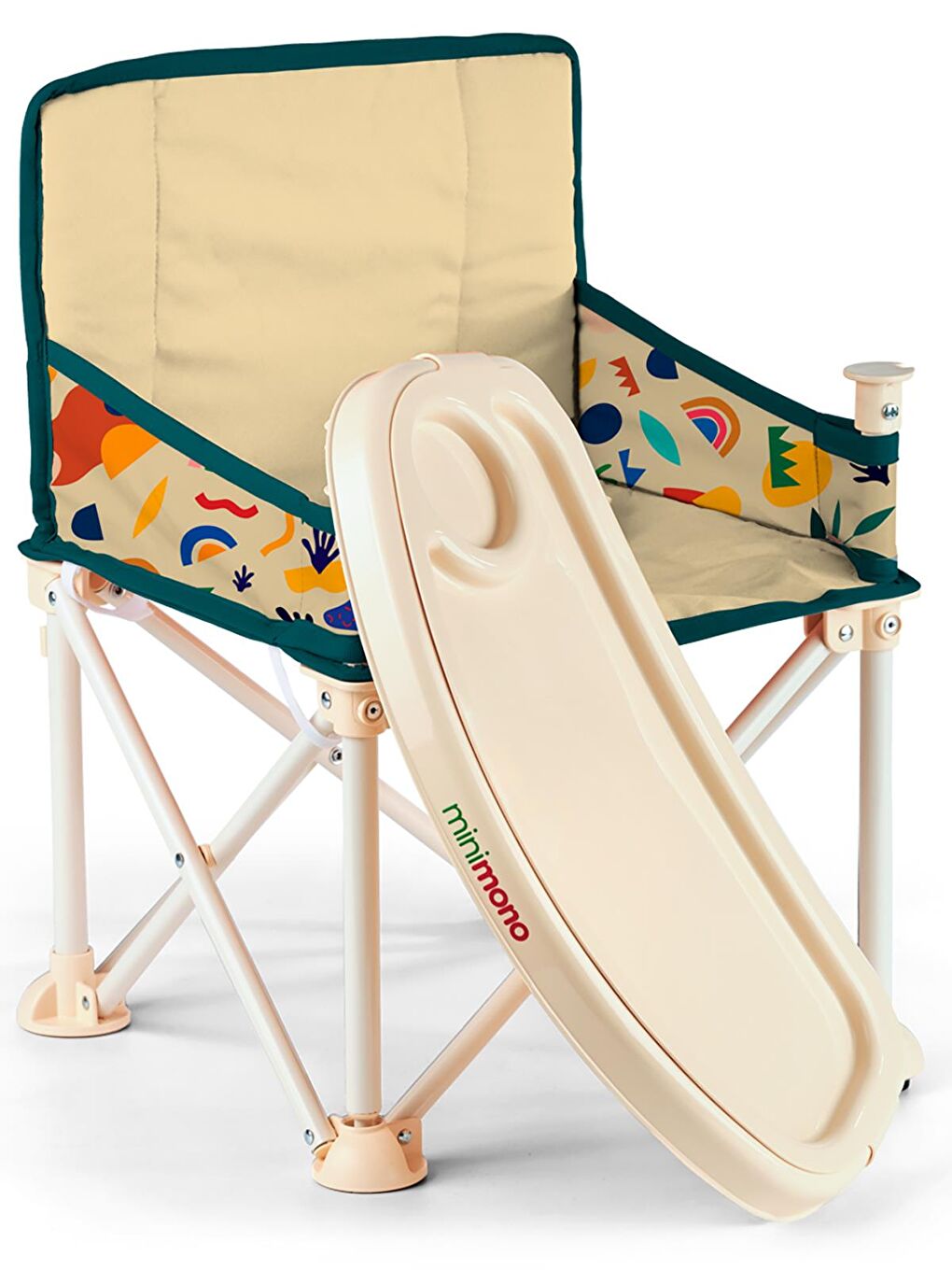 Büyük Boy Katlanır Portatif Mama Sandalyesi - Bej Standart-7