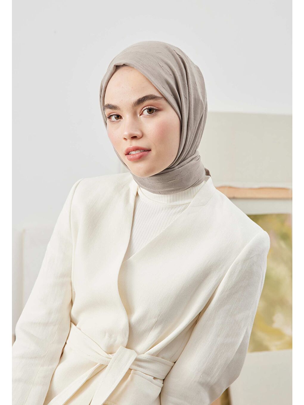 Bambu Şal Naturel Bej-1