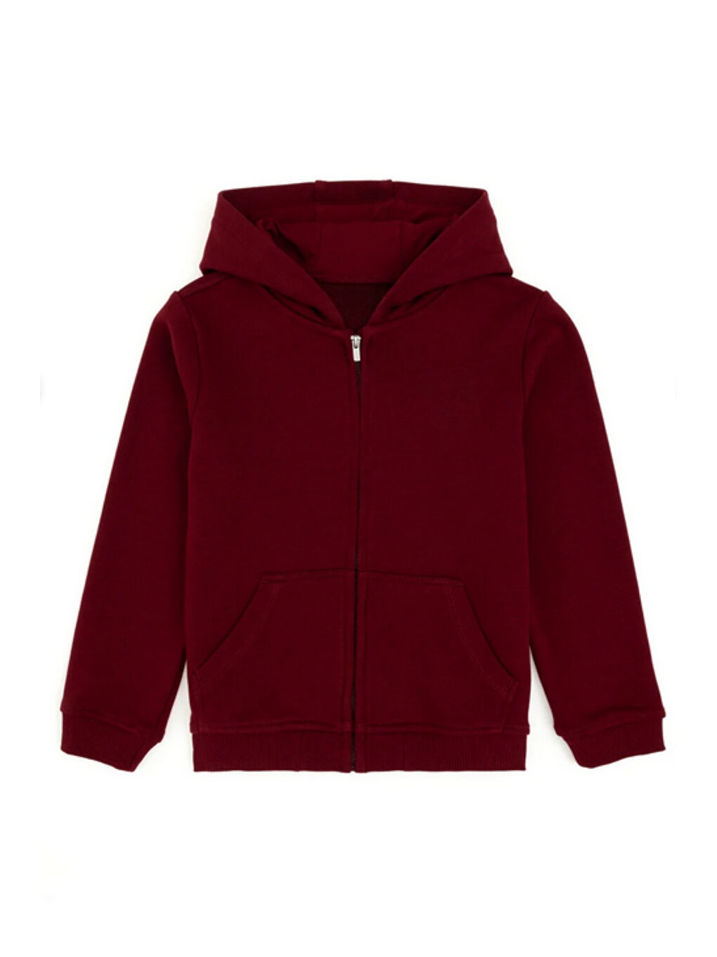 Bordo Kız - Erkek Çocuk Basic Fermuarlı Kalın 3 İplik Kışlık Okul Sweat Ak1815-1