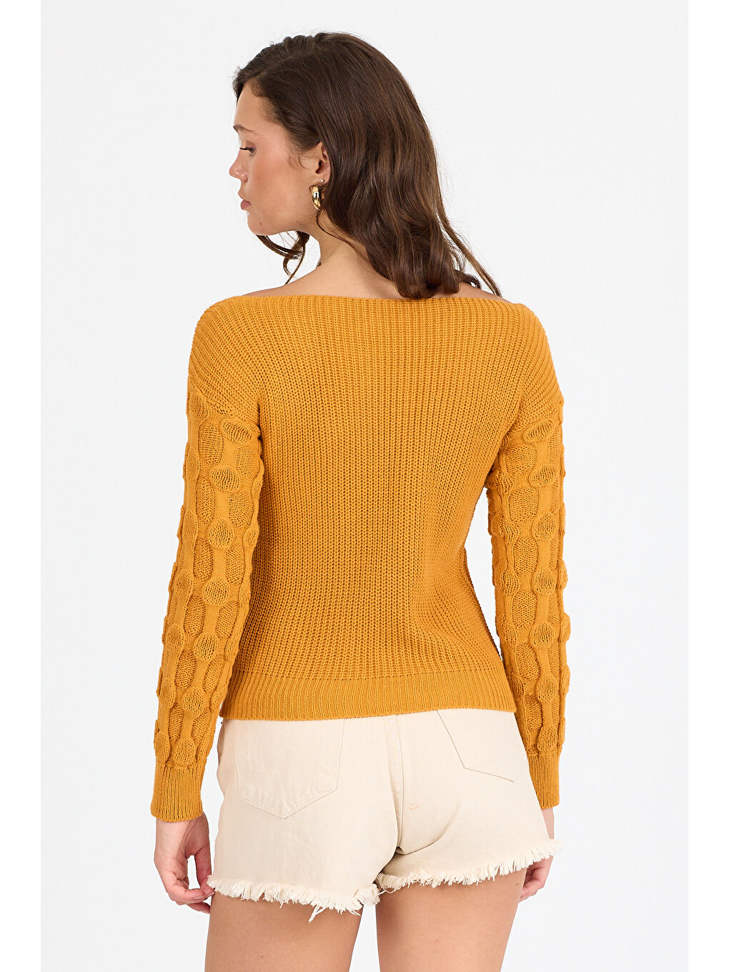 Sarı Kadın Selanik Örgü Triko Bluz 2699 (Standart Beden s-m-l-xl Beden Uyumludur)-4