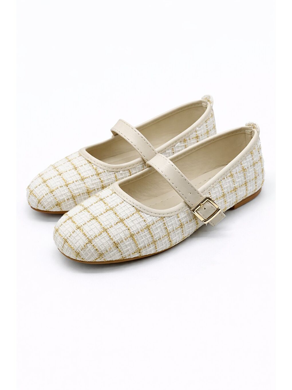 Beyaz SH-200 Tiftikli Düz Babet Günlük Kadın Ayakkabı Mary Jane Ev Babeti-1