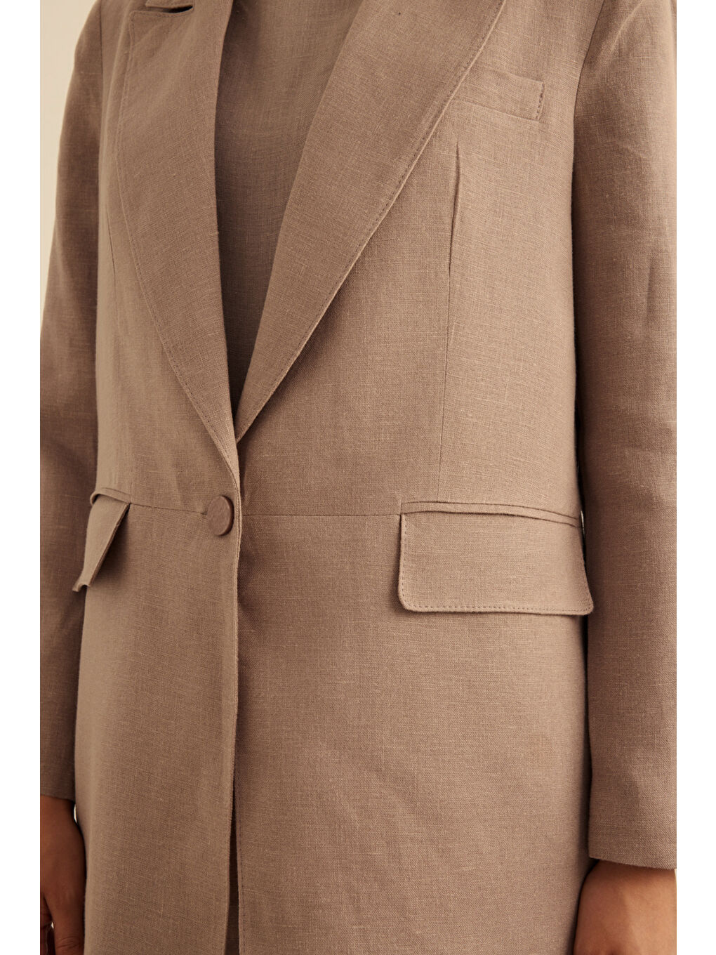 Bej Vizon Keten Ceket-5