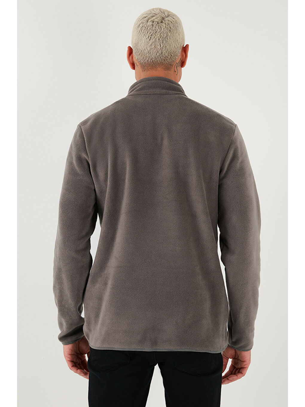 Gri Regular Fit Anti-Pilling Tüylenme Yapmayan Bato Yaka Kışlık Şardonlu Erkek Polar 5906001-3