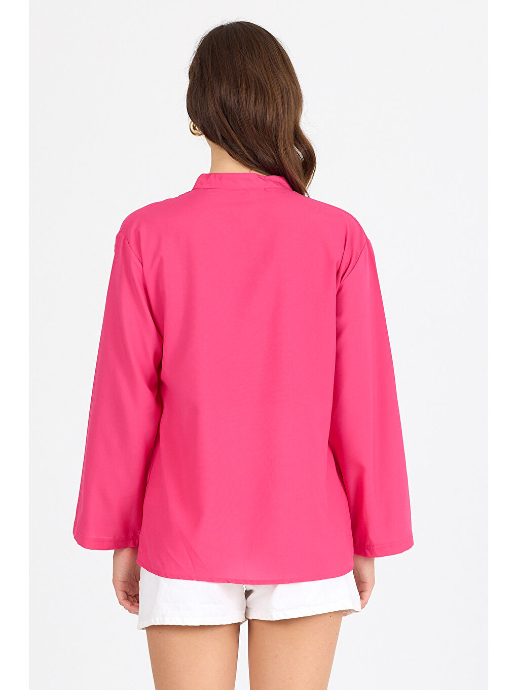 Fuşya Bayan Dik Yaka Bluz 1978-4