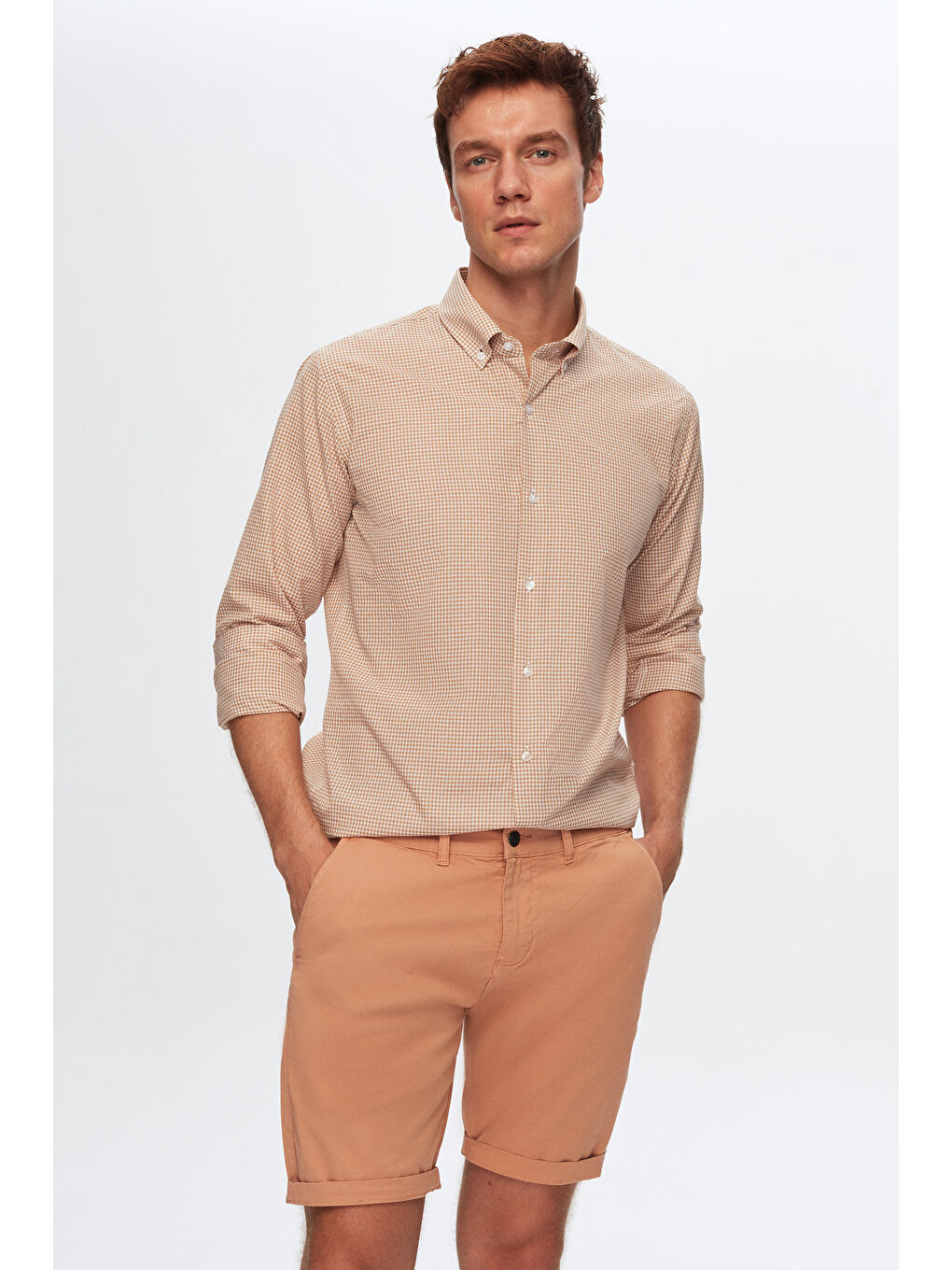 Slim Fit Bej Pötikare Gömlek-1