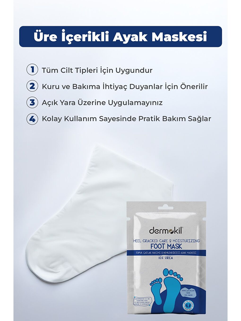 %10 Üre İçeren Topuk Çatlak Bakımı & Nemlendirici Ayak Maskesi 30 ml x 3 Adet-1