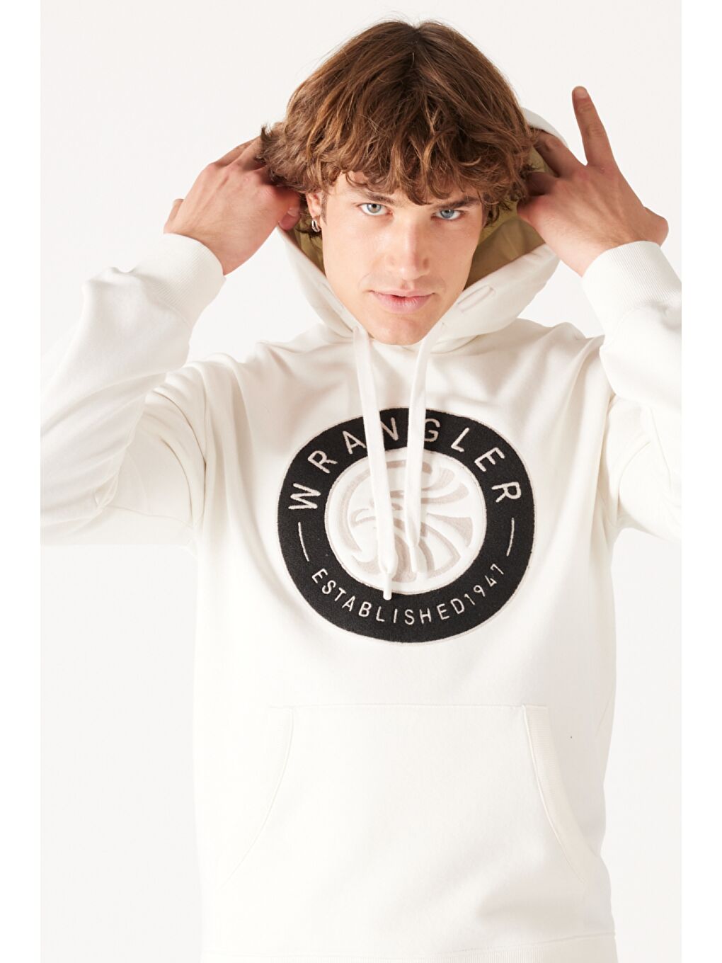 Regular Fit Normal Kesim Kapüşonlu İçi Polarlı Kırık Beyaz Sweatshirt-2