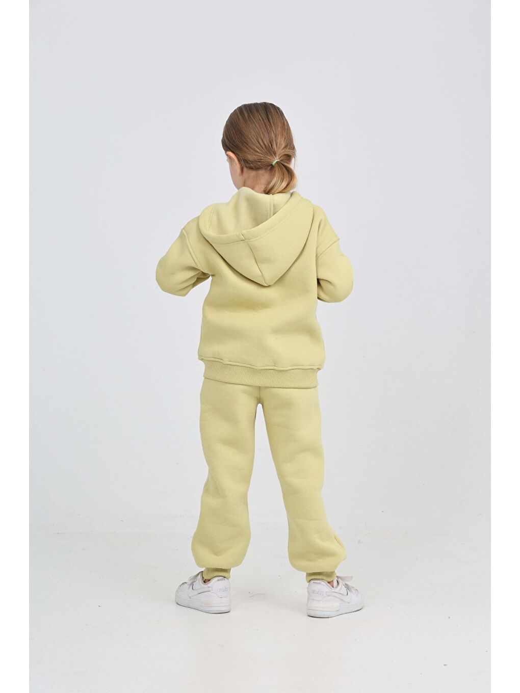 Yeşil Kız Çocuk Cep Detaylı Hırkalı Eşofman Takım-4