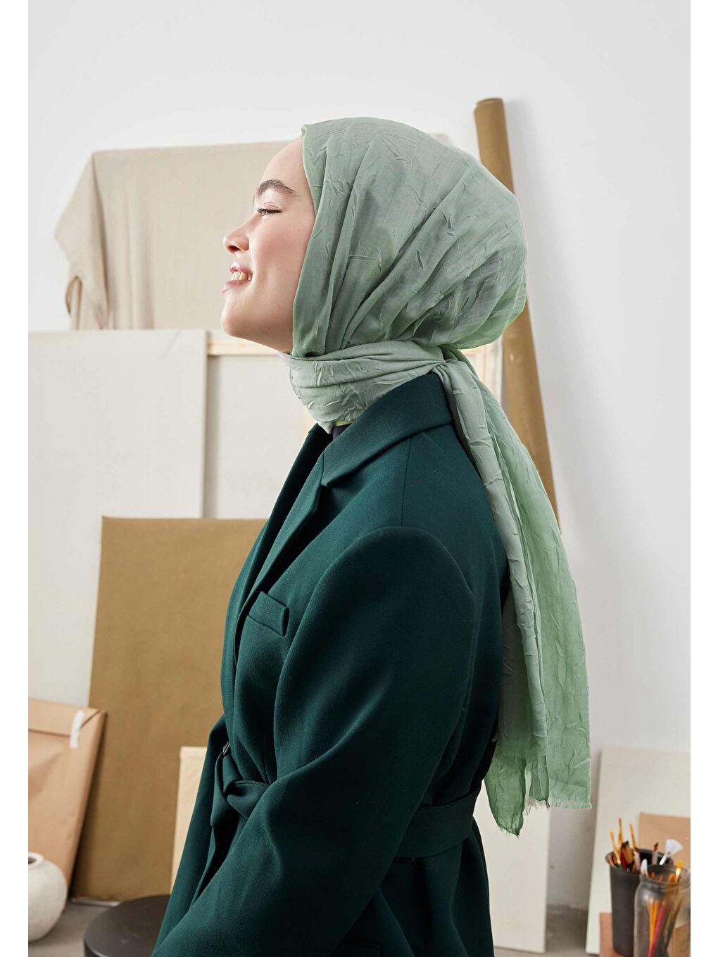 Yeşil Bambu Şal Deniz Köpüğü