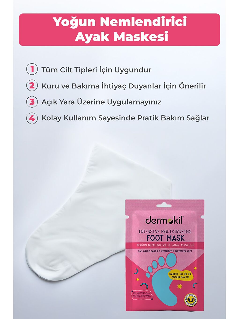 Yoğun Nemlendirici Ayak Maskesi 30 ml x 3 Adet-1
