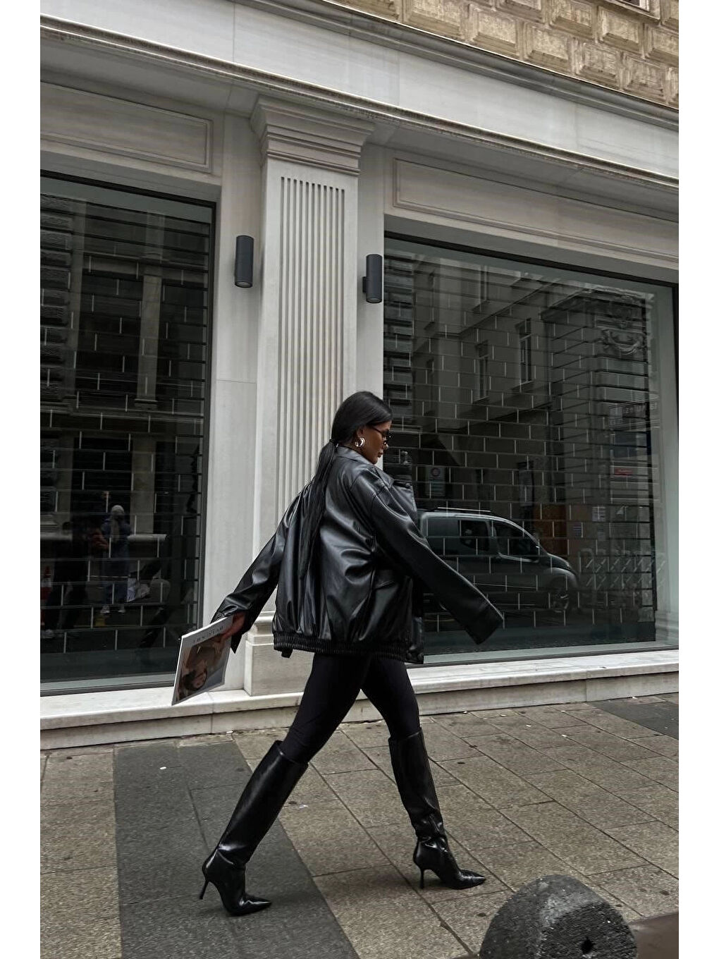 Kadın Siyah Çıtçıtlı Deri Ceket 0999-21009-1