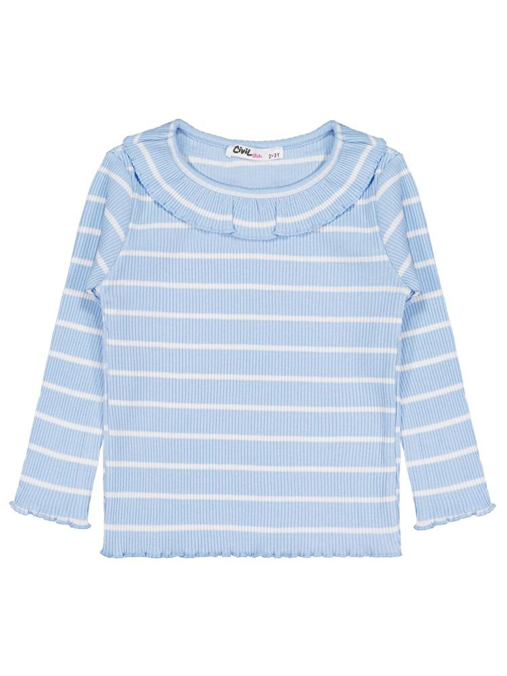 Girls Çizgili 2-5 Yaş Sweatshirt - Mavi 3-4 Yaş