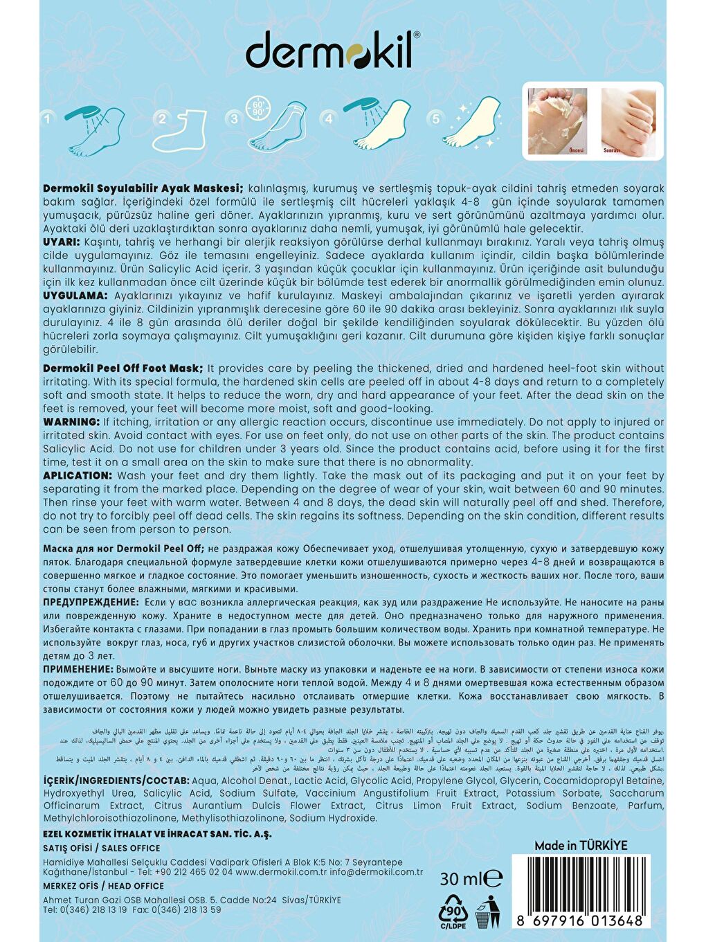 Peeling Etkili Çorap Tipi Soyulabilir Ayak Maskesi 30 ml x 3 Adet-4