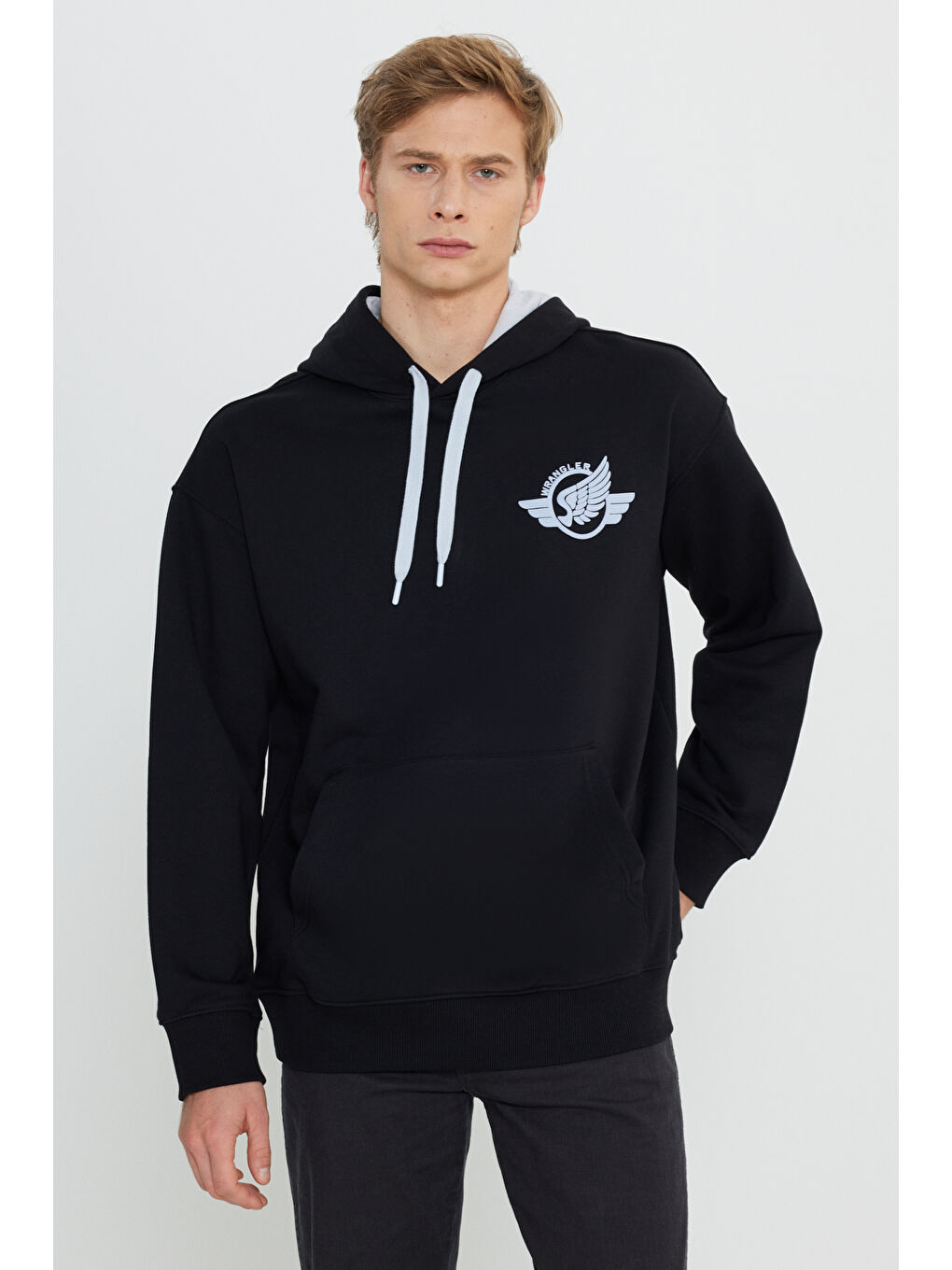 Regular Fit Normal Kesim Kapüşonlu İçi Polarlı Siyah Sweatshirt