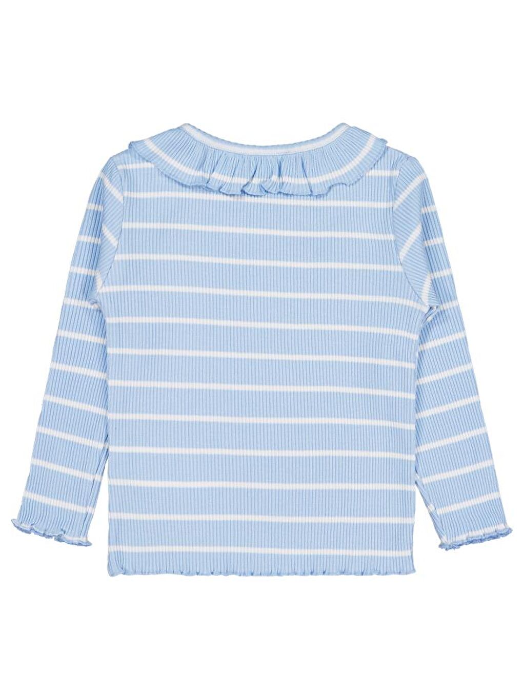 Girls Çizgili 2-5 Yaş Sweatshirt - Mavi 3-4 Yaş-1