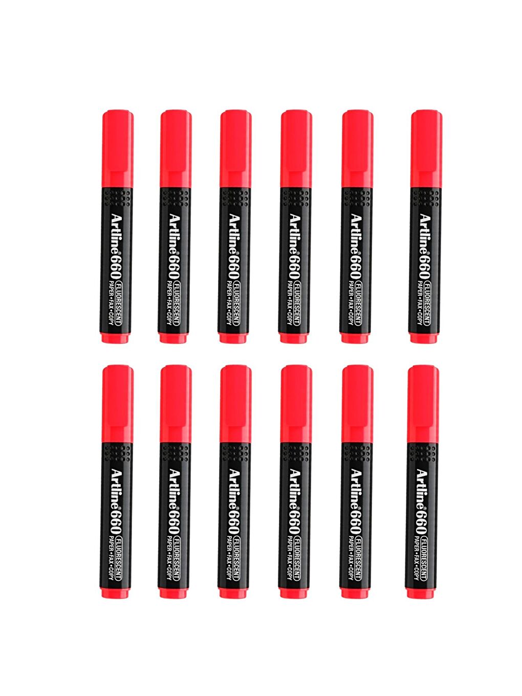 Fosforlu Kalem Kesik Uç Neon Renkler Kırmızı 12 Adet