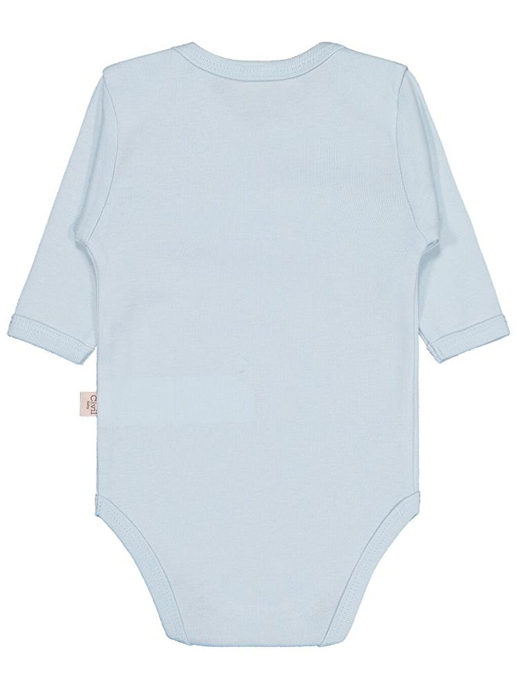 Baby Düz Renkli Uzun Kol 3-9 Ay Çıtçıtlı Badi - Mavi 9-12 Ay-1