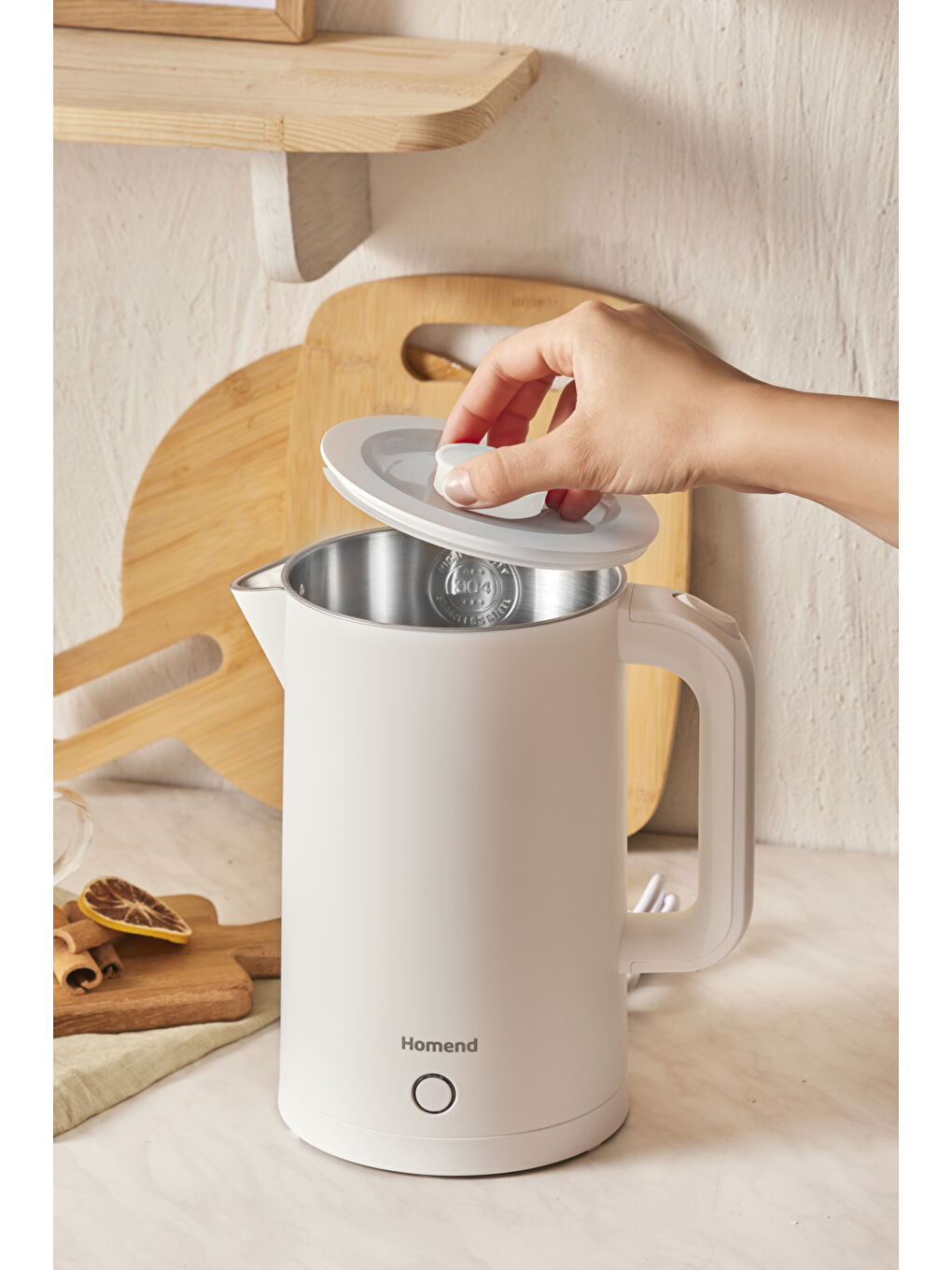 Heatrow Cooltouch 1618H Paslanmaz Çelik El Yakmaz Gövdeli Su Isıtıcısı Beyaz-3