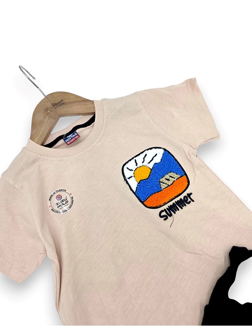 Bej Erkek Çocuk Yazlık Nakışlı T-shirt Ve Şortlu 2'li Alt Üst Takım-4