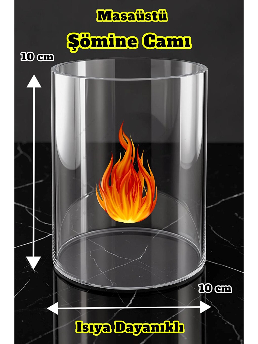 Home Dumansız Masa Şömine Ateş Çukuru (200ml Bioetanol+hazne+cam))-5