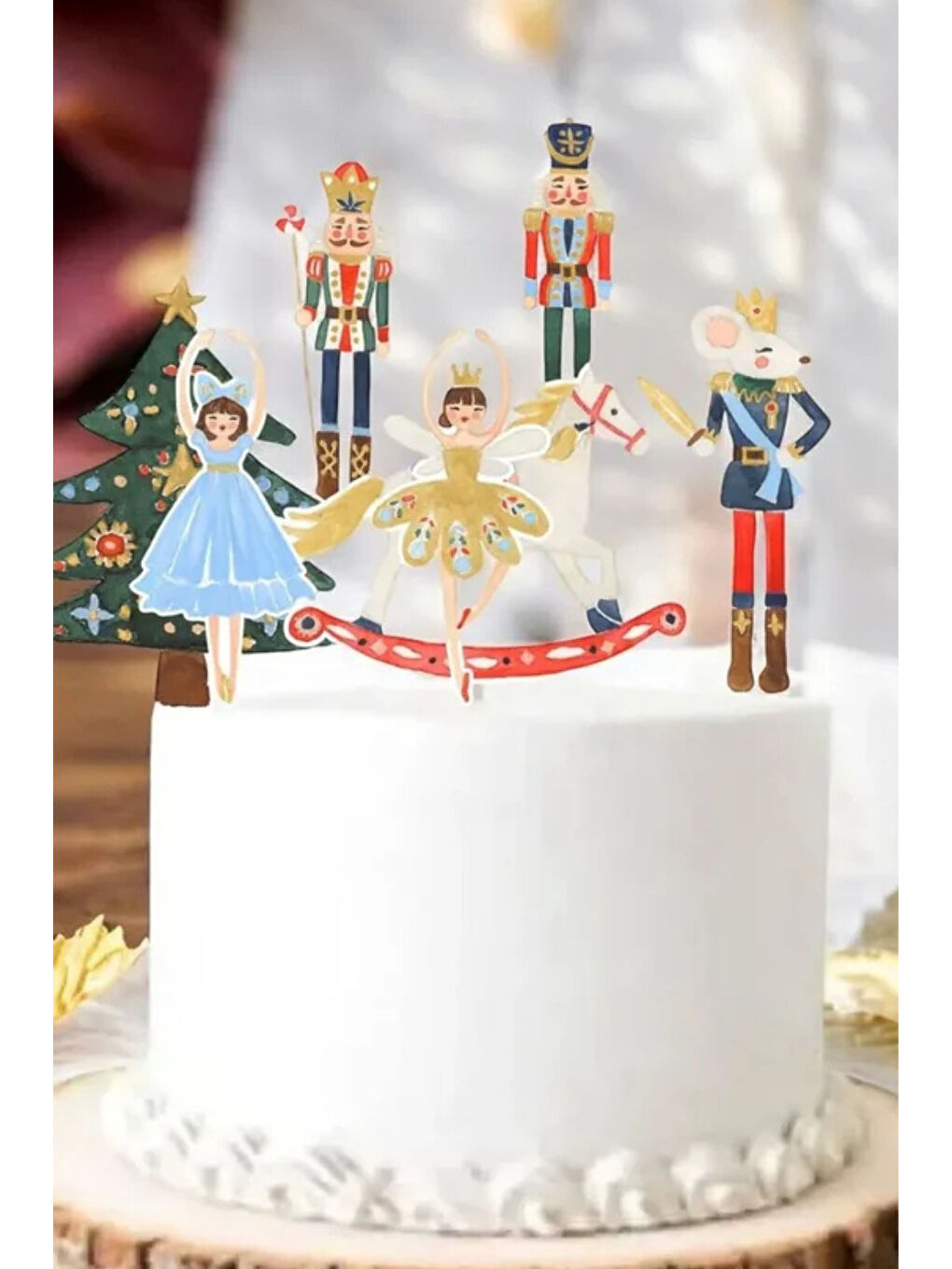 Karışık Çok Renkli Yılbaşı Tema Figürlü 7'li Uzun Kürdan Pasta Süsü-2